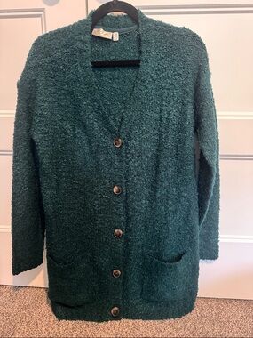RD Style Teal Button-Up Bouclé Cardigan